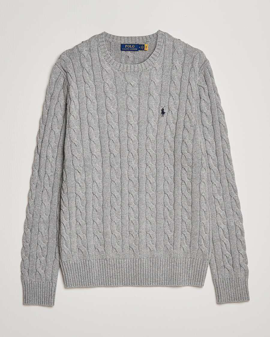 Herr | Tröjor | Polo Ralph Lauren | Cotton Cable Pullover Fawn Grey Heather