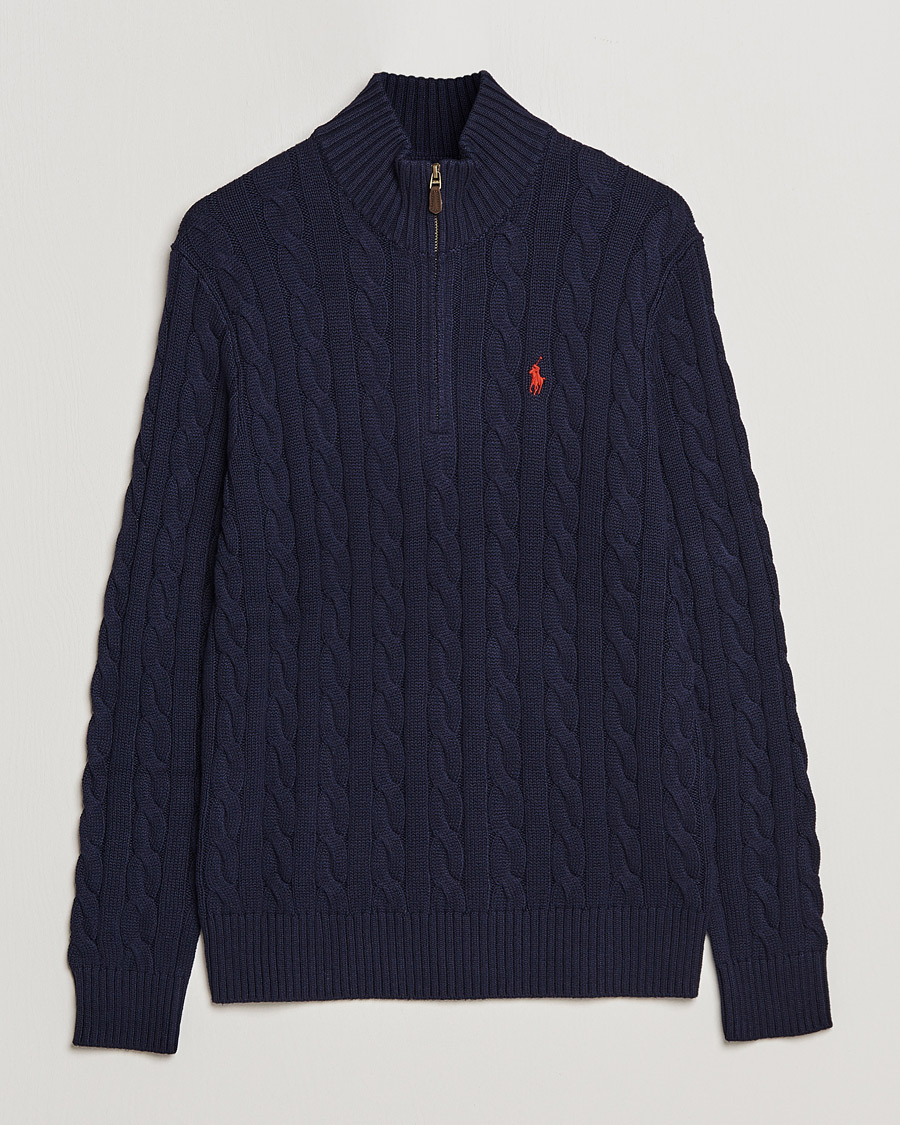 Herr | Tröjor | Polo Ralph Lauren | Cotton Cable Half Zip Hunter Navy