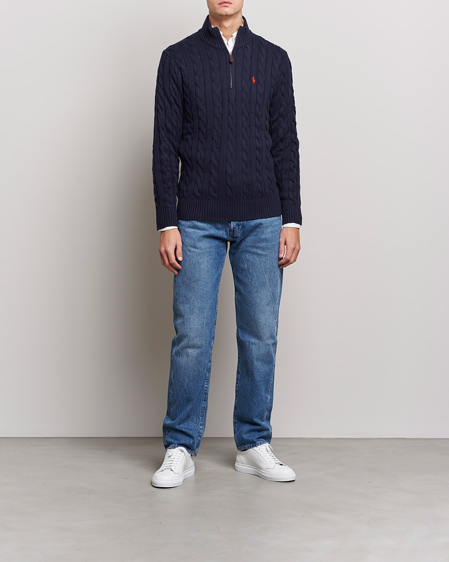 Herr | Tröjor | Polo Ralph Lauren | Cotton Cable Half Zip Hunter Navy