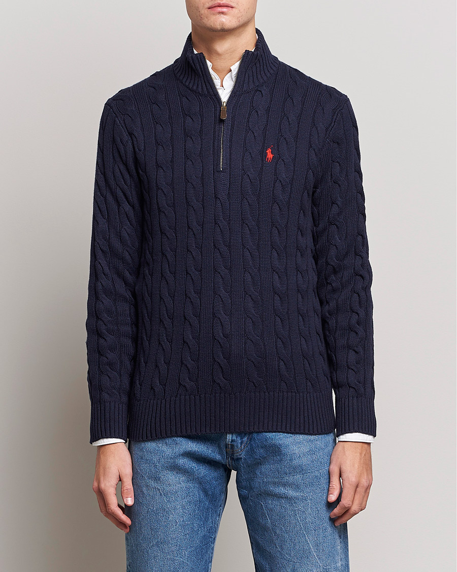 Herr | Tröjor | Polo Ralph Lauren | Cotton Cable Half Zip Hunter Navy