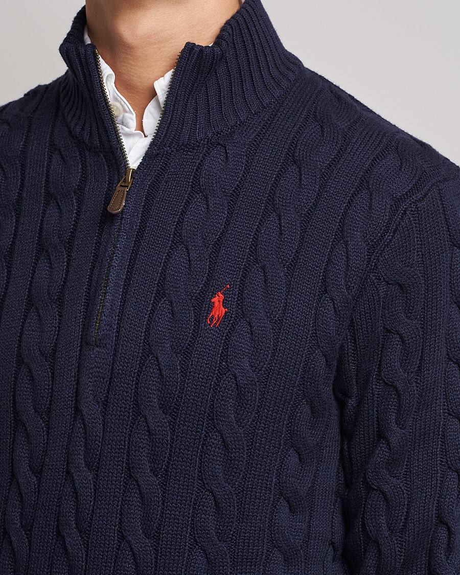Herr | Tröjor | Polo Ralph Lauren | Cotton Cable Half Zip Hunter Navy