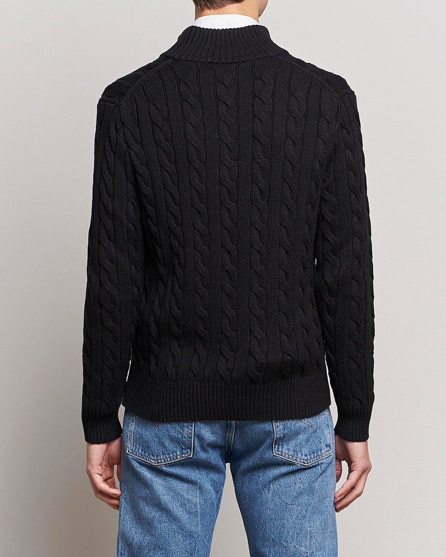 Herr | Tröjor | Polo Ralph Lauren | Cotton Cable Half Zip Polo Black