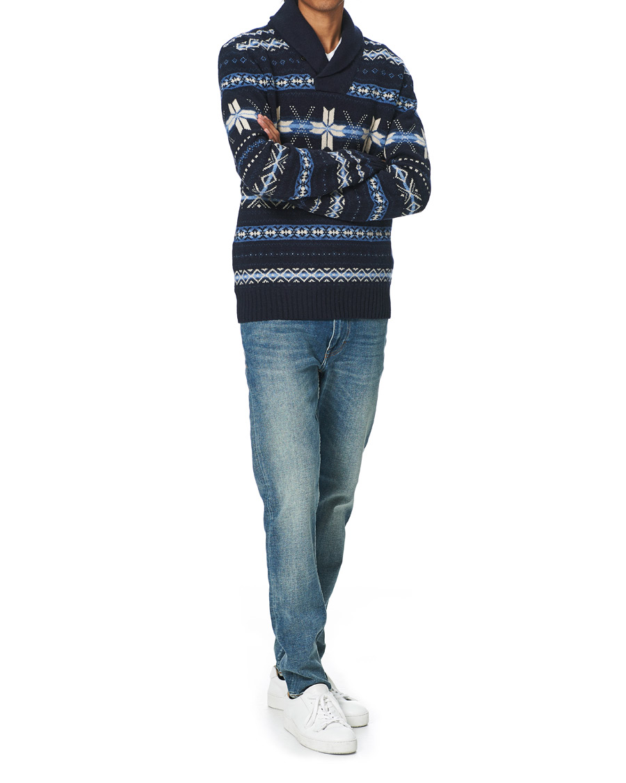 Herr | Tröjor | Polo Ralph Lauren | Wool Snowflake Shawl Collar Sweater Navy