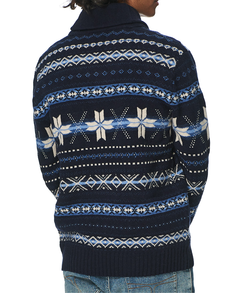 Herr | Tröjor | Polo Ralph Lauren | Wool Snowflake Shawl Collar Sweater Navy
