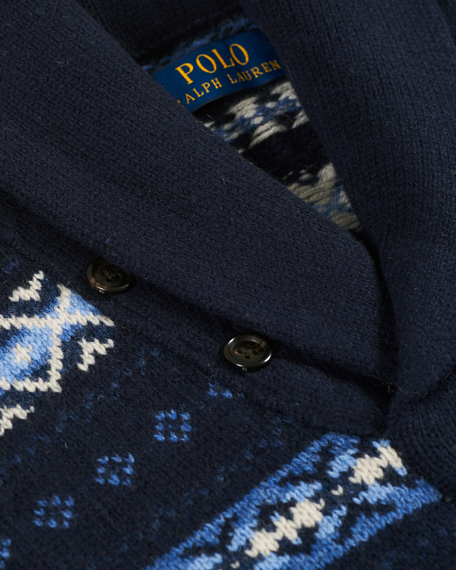 Herr | Tröjor | Polo Ralph Lauren | Wool Snowflake Shawl Collar Sweater Navy