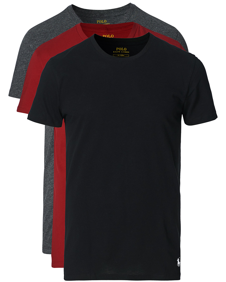 Herr | T-Shirts | Polo Ralph Lauren | 3-Pack Crew Neck Tee Black/Charcoal/Eaton Red