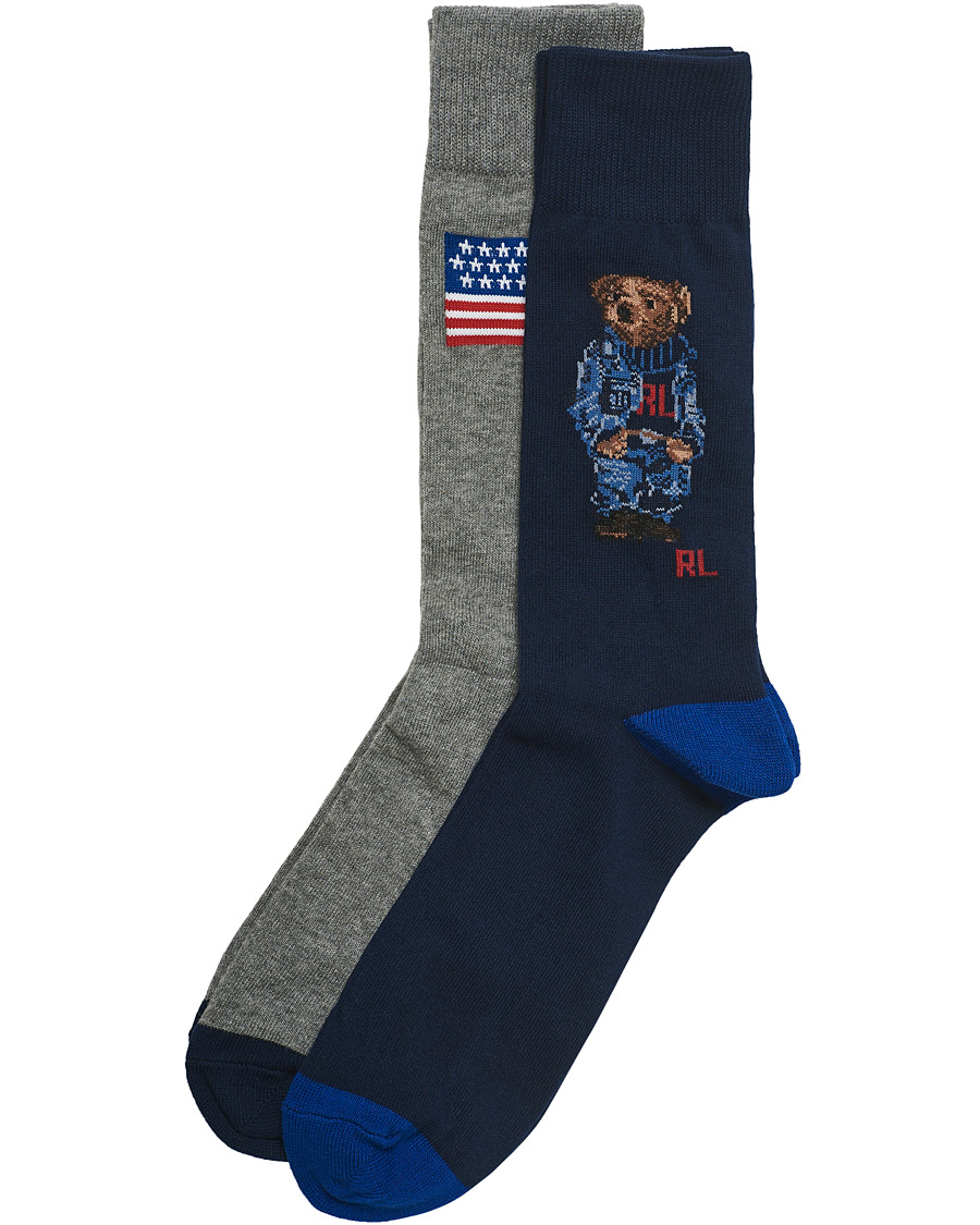 Herr | Underkläder | Polo Ralph Lauren | 2-Pack Bear Stripe Socks RL Bear/US Flag