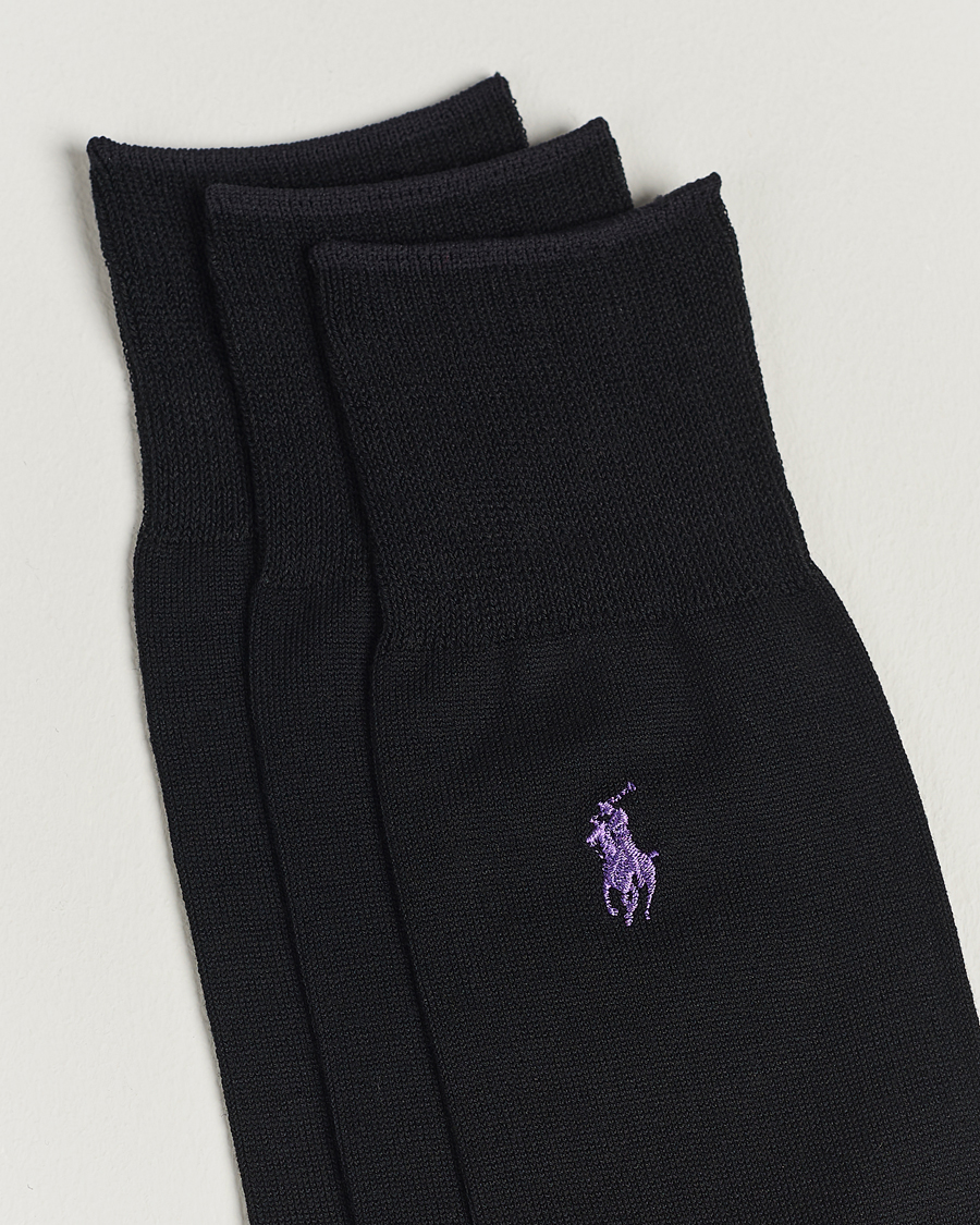 Herr | Vanliga strumpor | Polo Ralph Lauren | 3-Pack Mercerized Cotton Socks Black