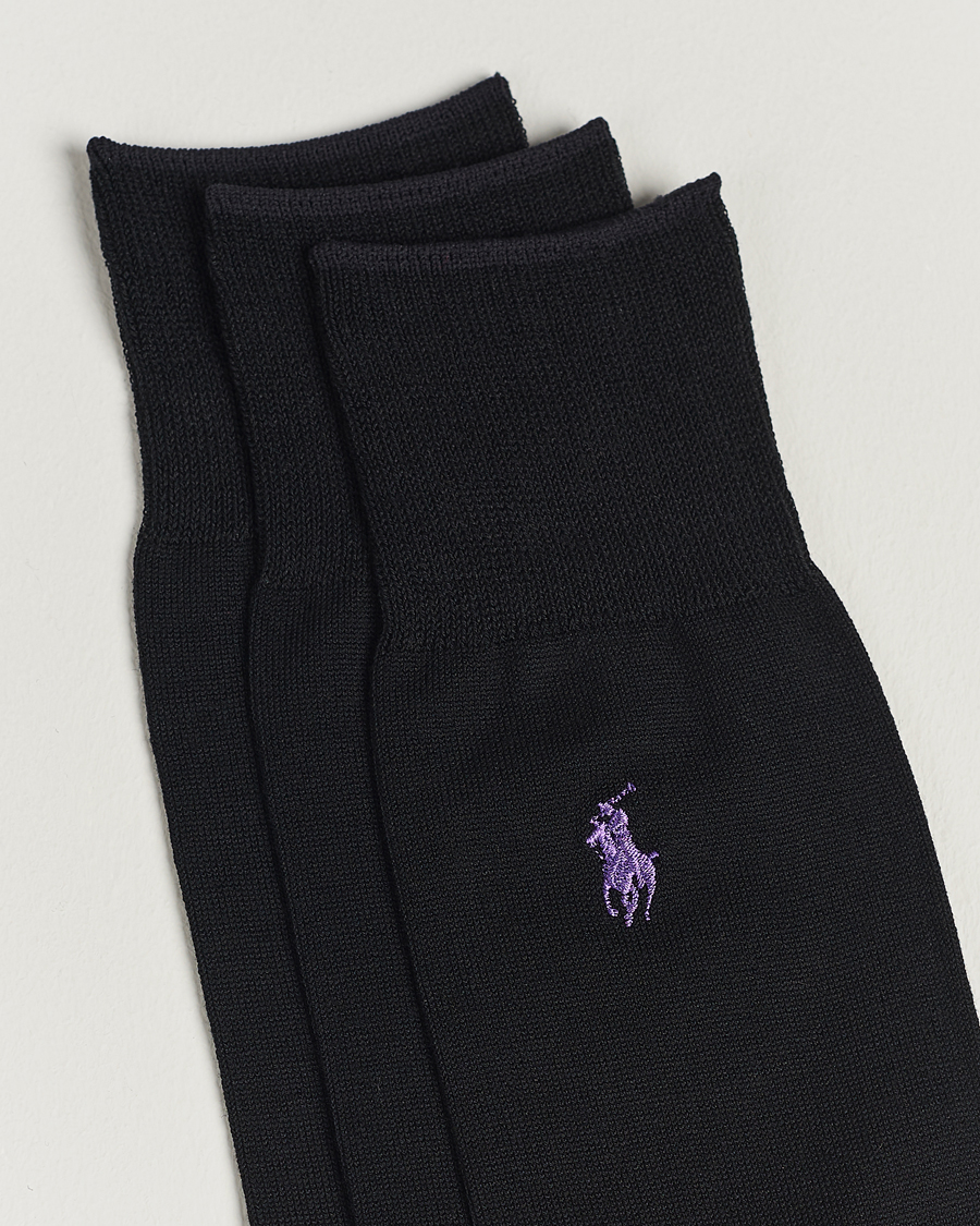 Herr | Underkläder | Polo Ralph Lauren | 3-Pack Mercerized Cotton Socks Black