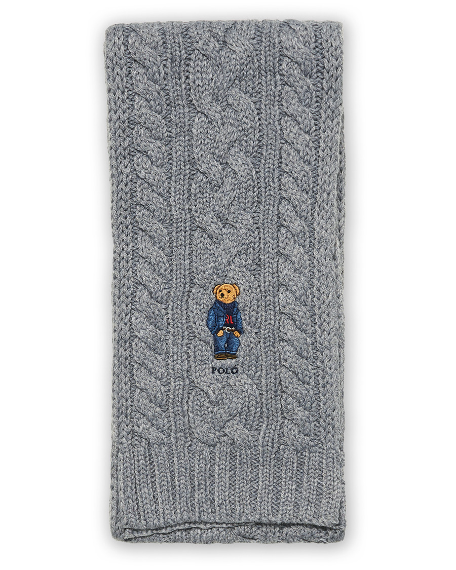 Herr | Polo Ralph Lauren Cable Bear Recycled Wool Scarf Classic Grey | Polo Ralph Lauren | Cable Bear Recycled Wool Scarf Classic Grey
