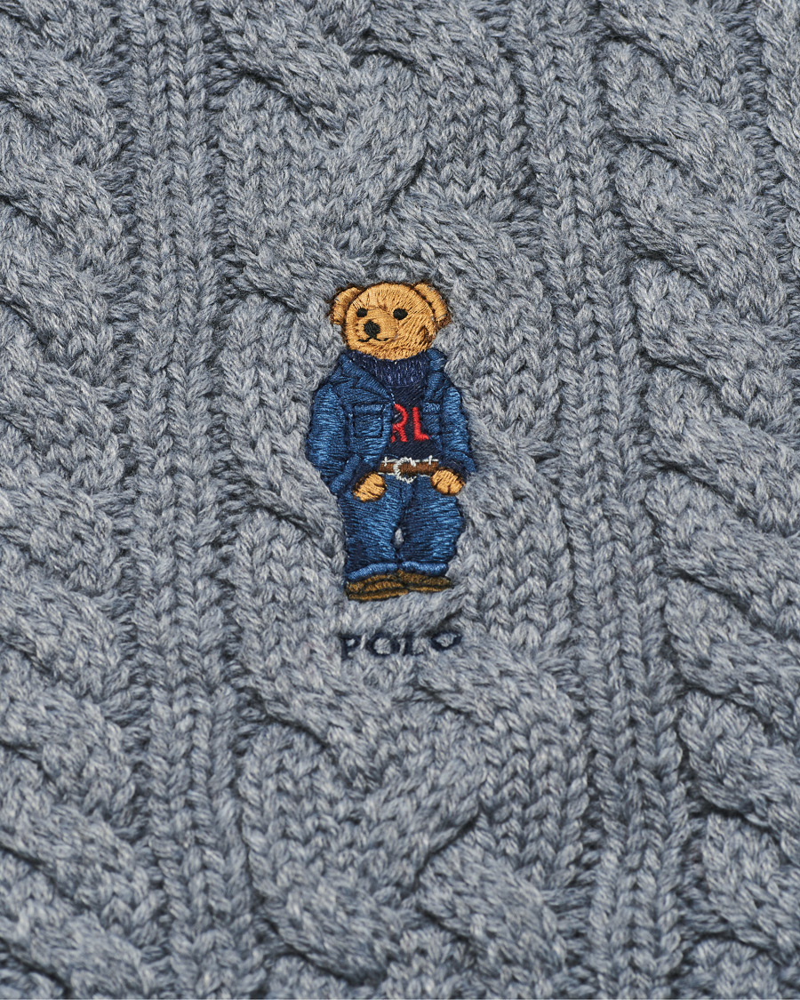 Herr | Polo Ralph Lauren Cable Bear Recycled Wool Scarf Classic Grey | Polo Ralph Lauren | Cable Bear Recycled Wool Scarf Classic Grey