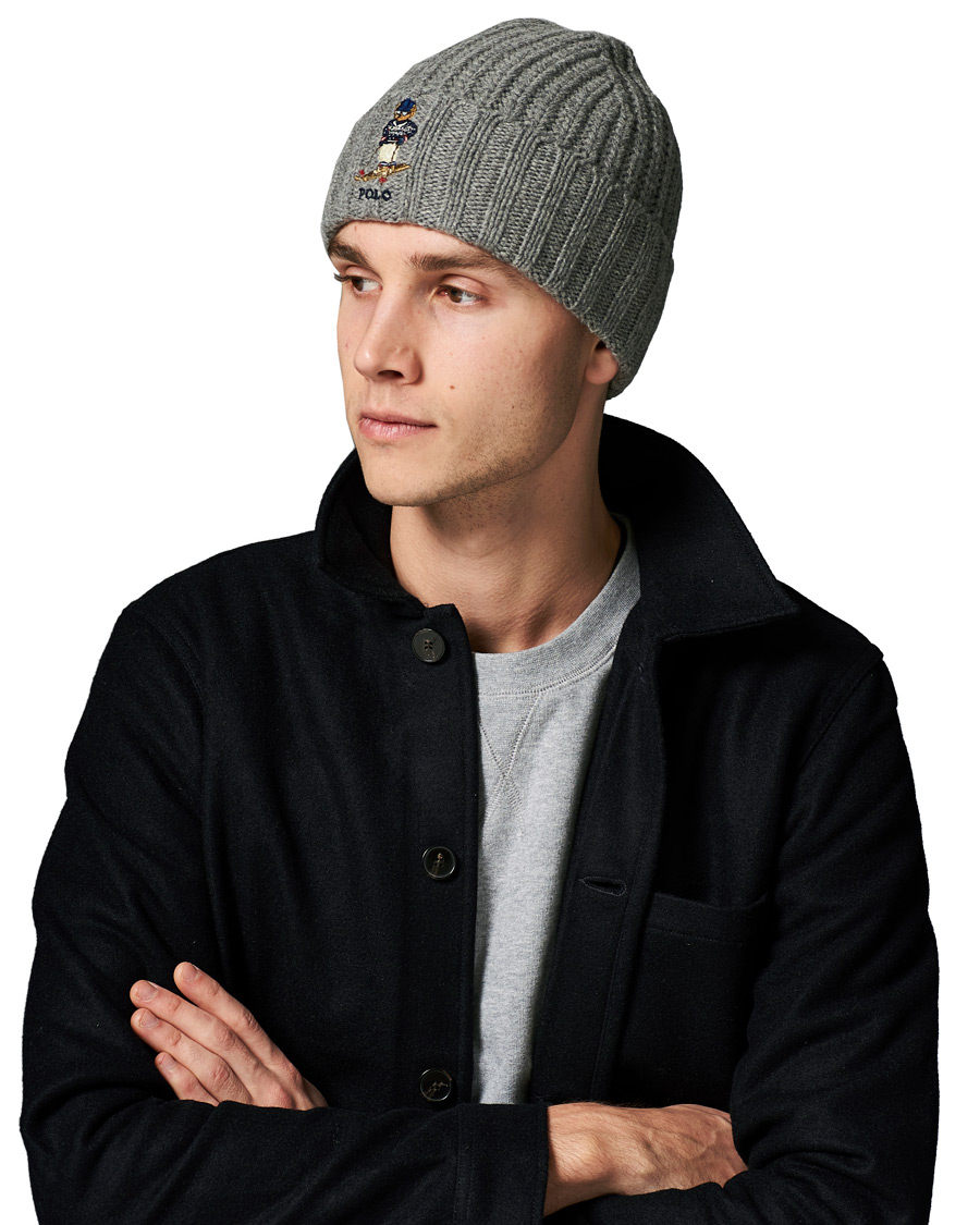 Herr | Polo Ralph Lauren Chunky Rib Bear Beanie Classic Grey Heather | Polo Ralph Lauren | Chunky Rib Bear Beanie Classic Grey Heather
