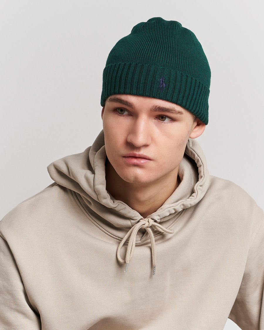 Herr | Polo Ralph Lauren Merino Wool Beanie College Green | Polo Ralph Lauren | Merino Wool Beanie College Green