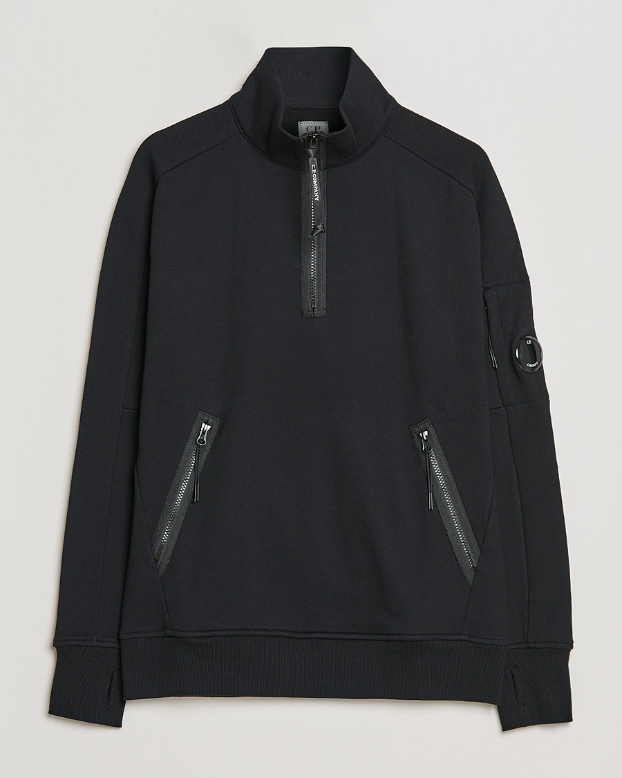 Herr | Tröjor | C.P. Company | Diagonal Raised Fleece Half Zip Lens Sweatshirt Black
