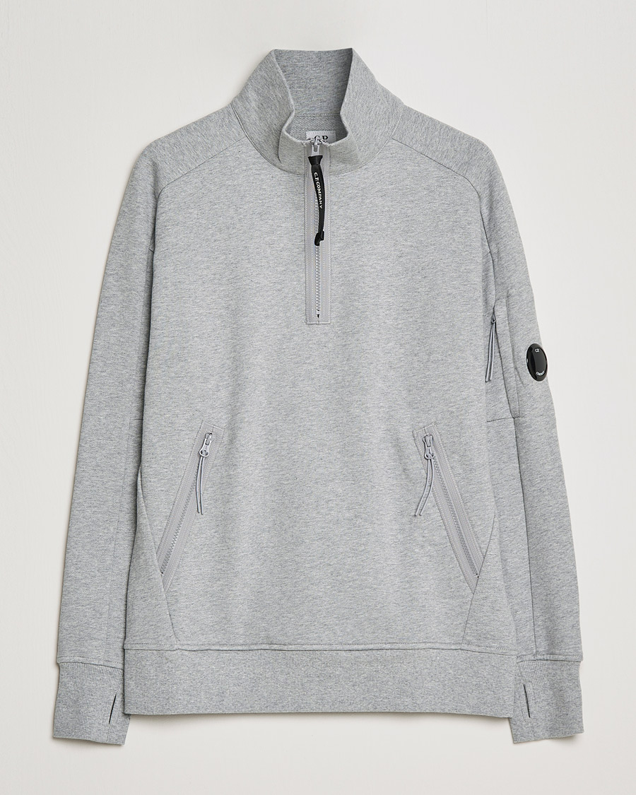 Herr | Tröjor | C.P. Company | Diagonal Raised Fleece Half Zip Lens Sweatshirt Grey Mel