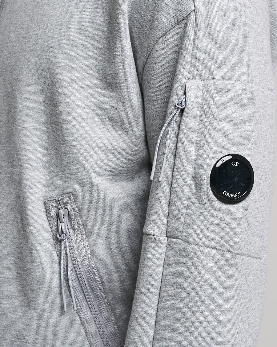 Herr | Tröjor | C.P. Company | Diagonal Raised Fleece Half Zip Lens Sweatshirt Grey Mel