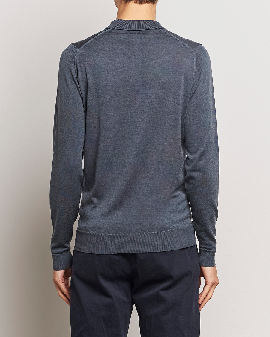 Herr | Tröjor | John Smedley | Belper Extra Fine Merino Polo Pullover Slate Grey