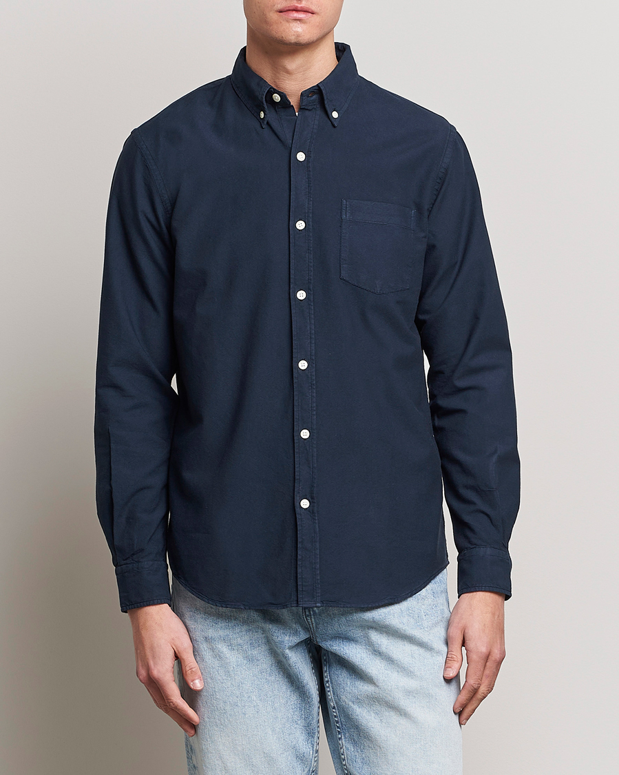 Herr | Skjortor | Colorful Standard | Classic Organic Oxford Button Down Shirt Navy Blue