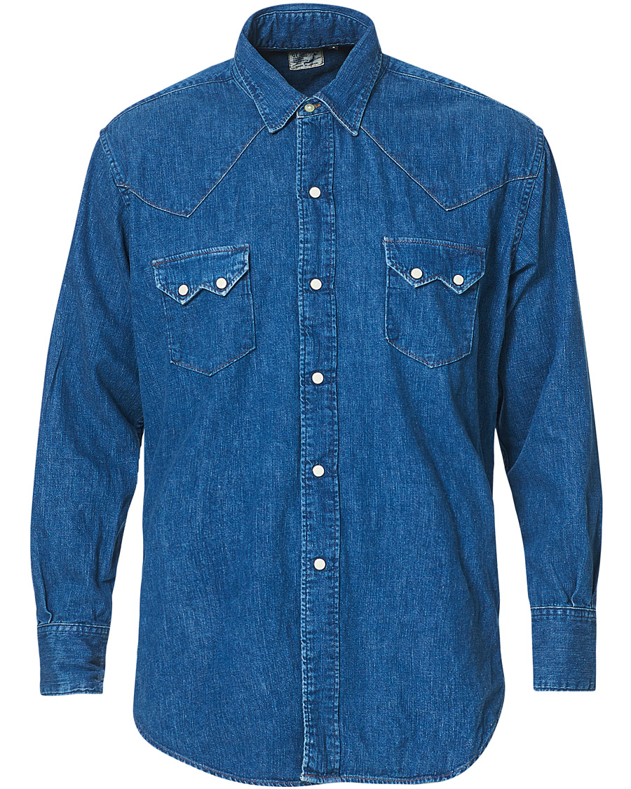 Herr | Skjortor | orSlow | Denim Western Shirt Washed Indigo