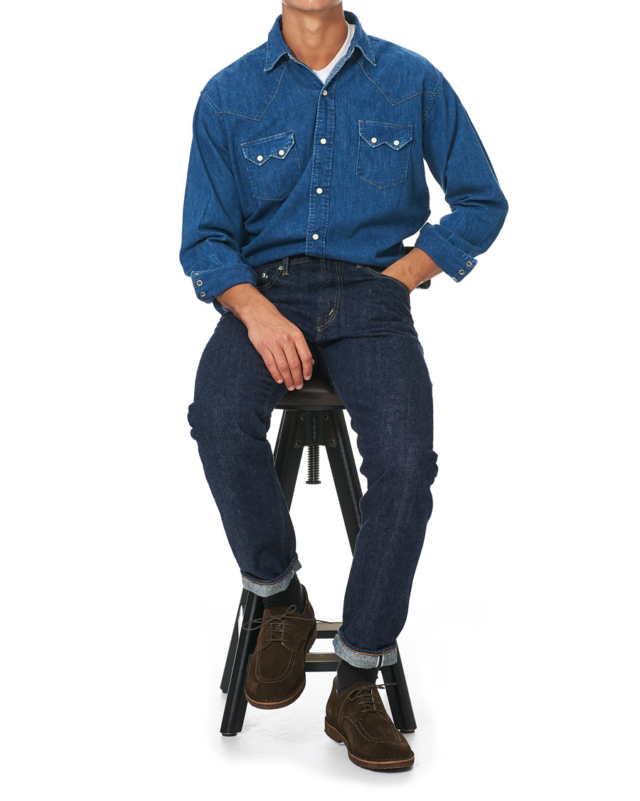 Herr | Skjortor | orSlow | Denim Western Shirt Washed Indigo