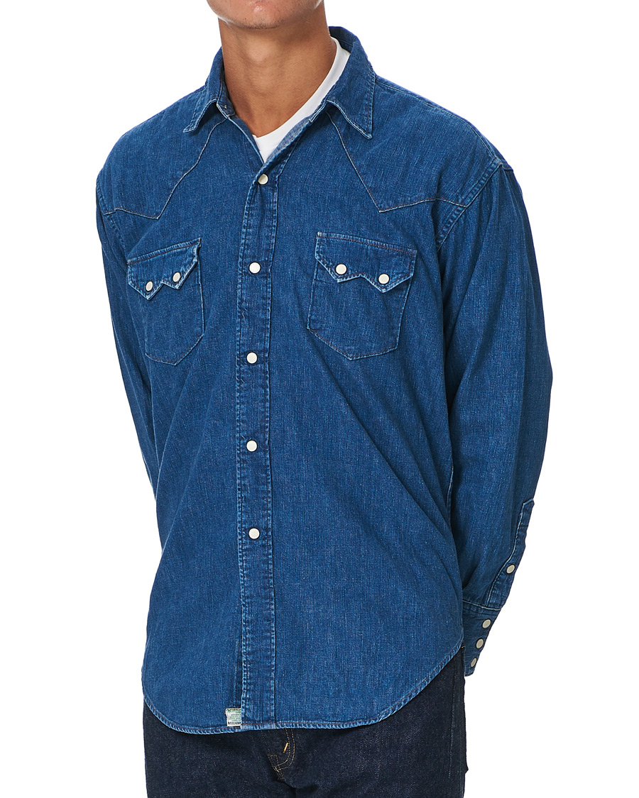 Herr | Skjortor | orSlow | Denim Western Shirt Washed Indigo