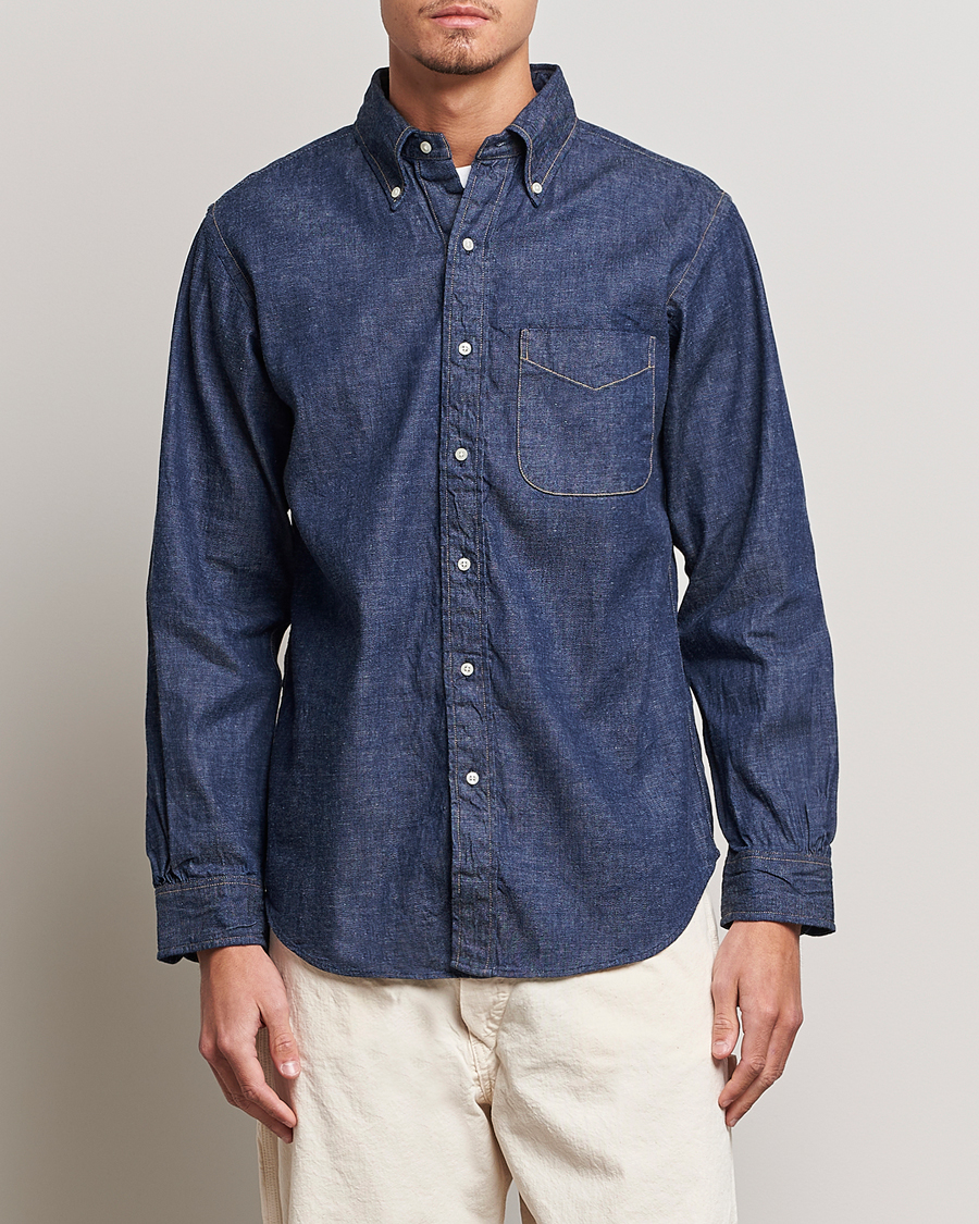 Herr | Kläder | orSlow | Denim Button Down Shirt One Wash