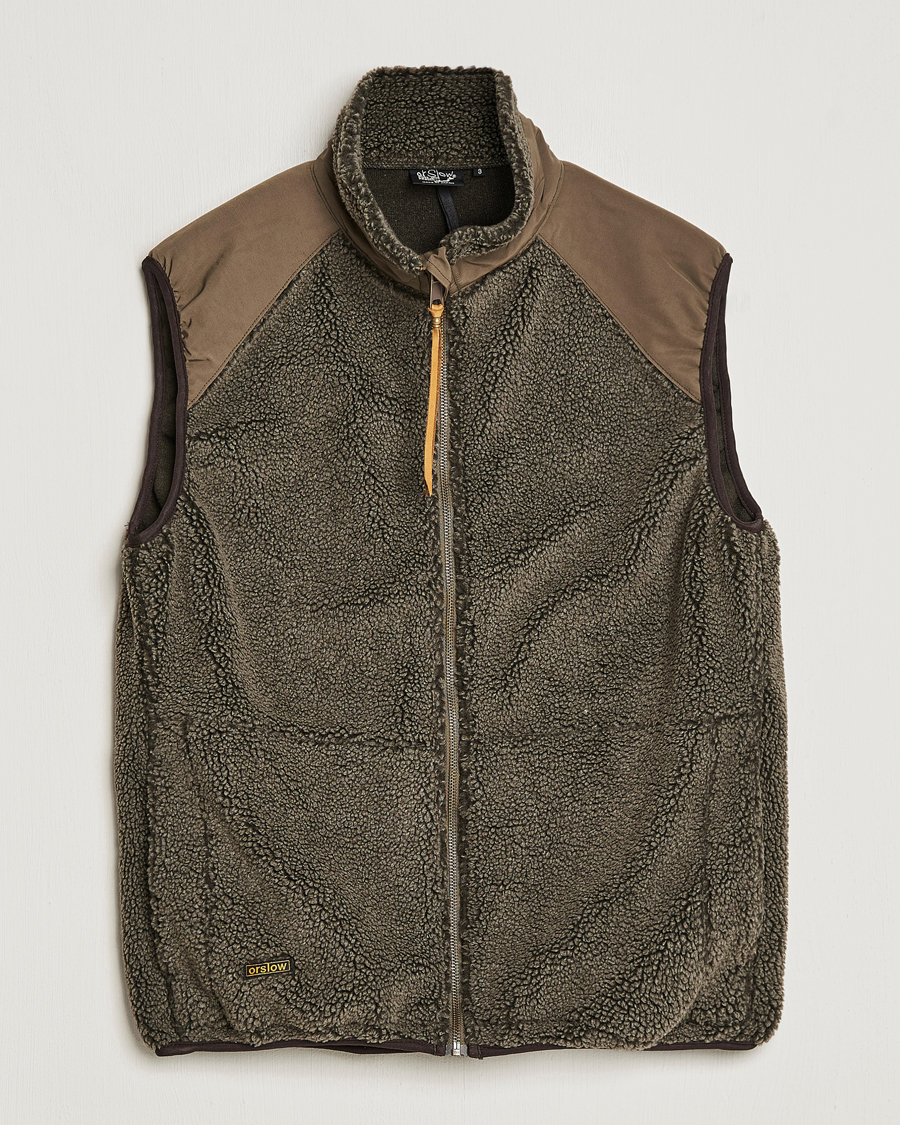 Herr | Jackor | orSlow | Boa Fleece Vest Army Green