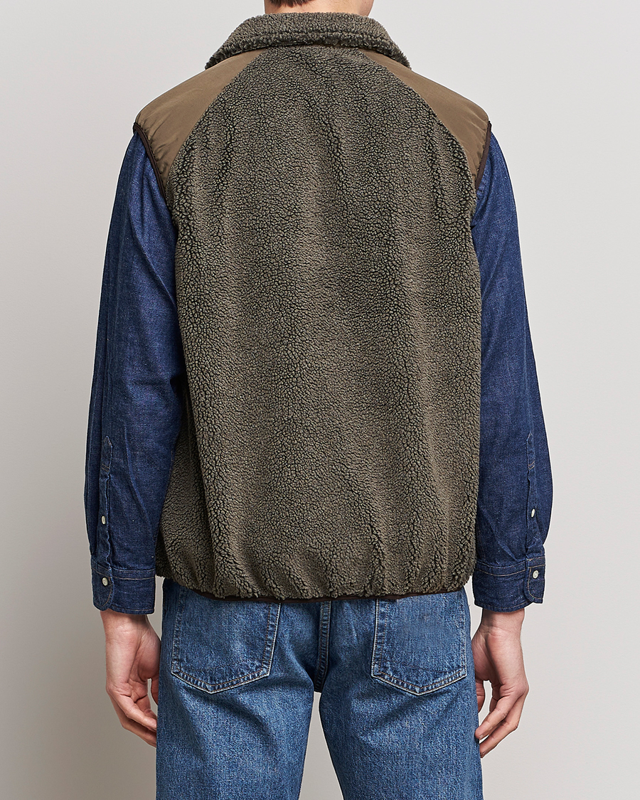 Herr | Jackor | orSlow | Boa Fleece Vest Army Green