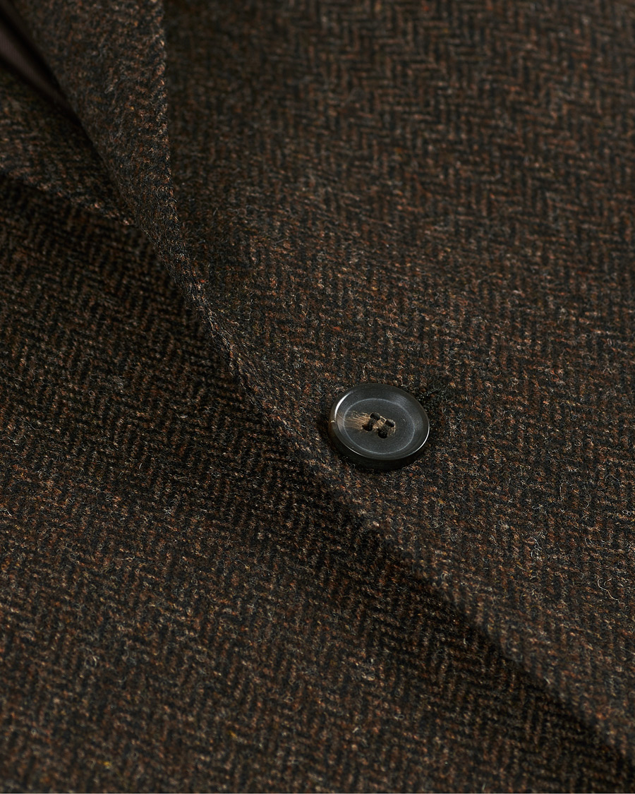Herr | Kavajer | Oscar Jacobson | Fogerty Moon Herringbone Tweed Blazer Brown