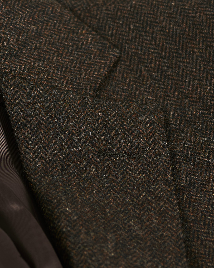 Herr | Kavajer | Oscar Jacobson | Fogerty Moon Herringbone Tweed Blazer Brown