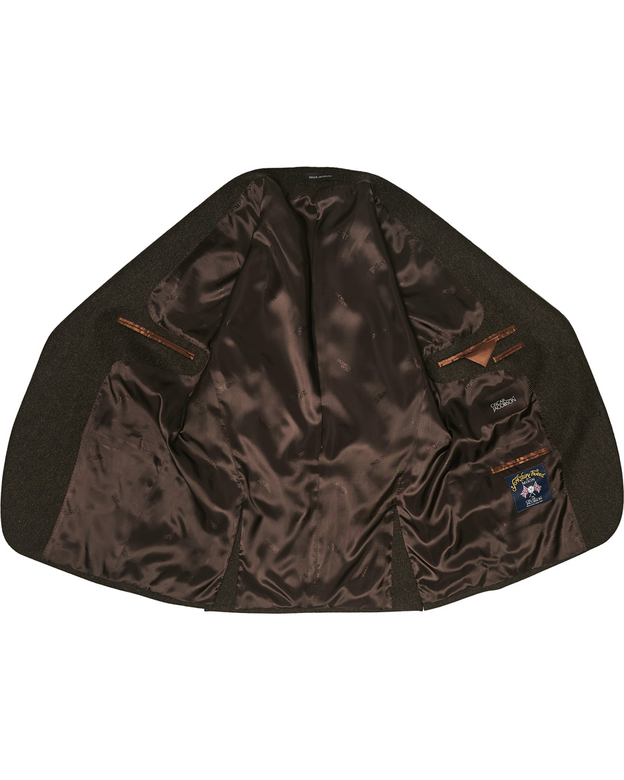 Herr | Kavajer | Oscar Jacobson | Fogerty Moon Herringbone Tweed Blazer Brown