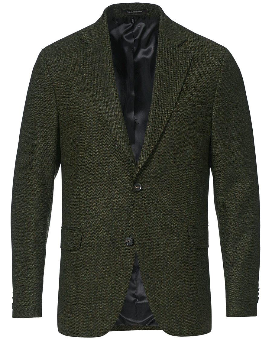 Herr | Kavajer | Oscar Jacobson | Fogerty Moon Herringbone Tweed Blazer Green