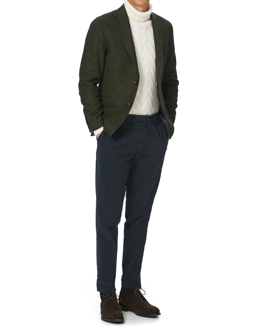 Herr | Kavajer | Oscar Jacobson | Fogerty Moon Herringbone Tweed Blazer Green