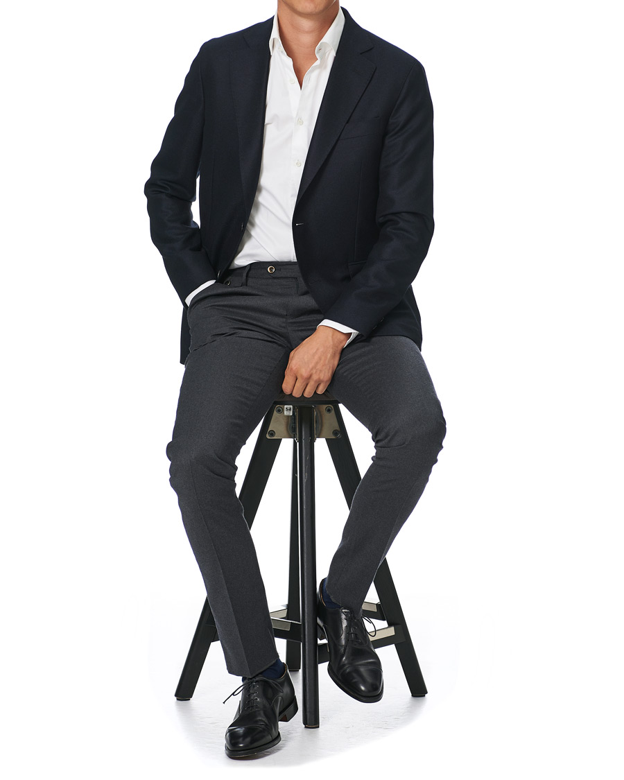 Herr | Kavajer | Oscar Jacobson | Ferry Loro Piana Wool/Cashmere Blazer Navy
