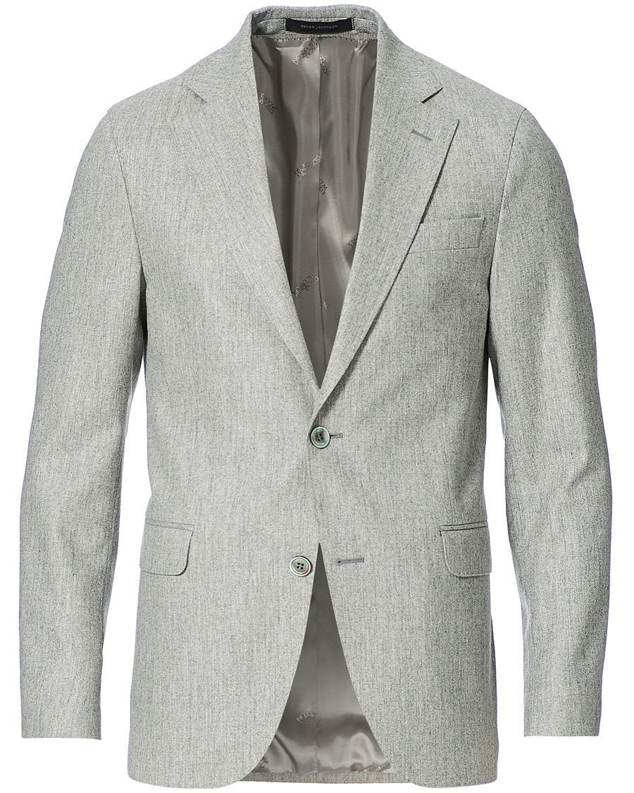Herr | Kavajer | Oscar Jacobson | Ego Wool Flannel Blazer Light Grey
