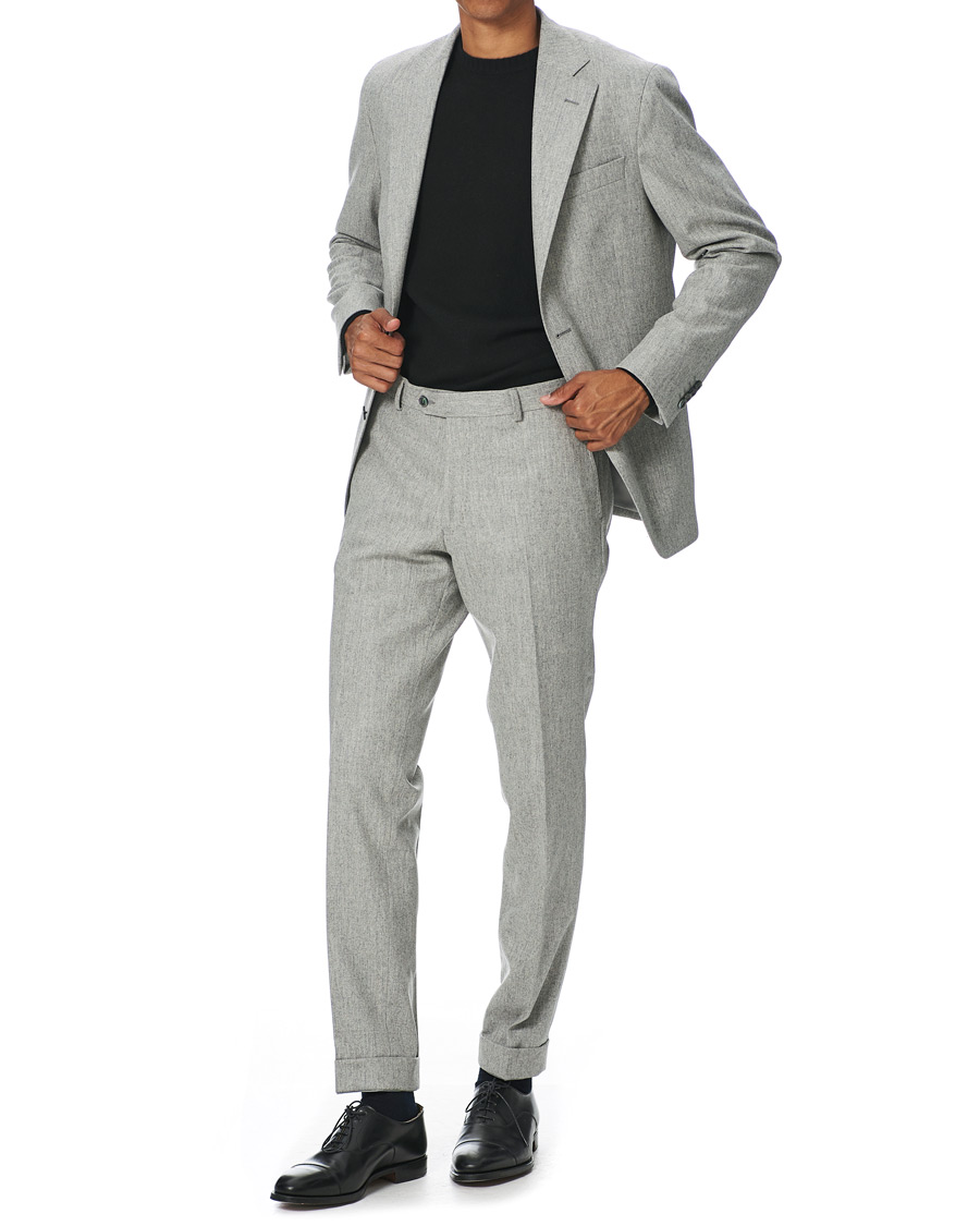 Herr | Kavajer | Oscar Jacobson | Ego Wool Flannel Blazer Light Grey