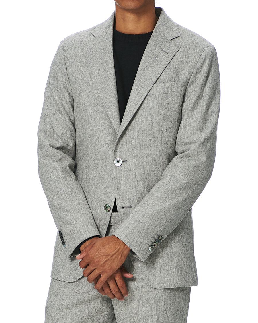 Herr | Kavajer | Oscar Jacobson | Ego Wool Flannel Blazer Light Grey