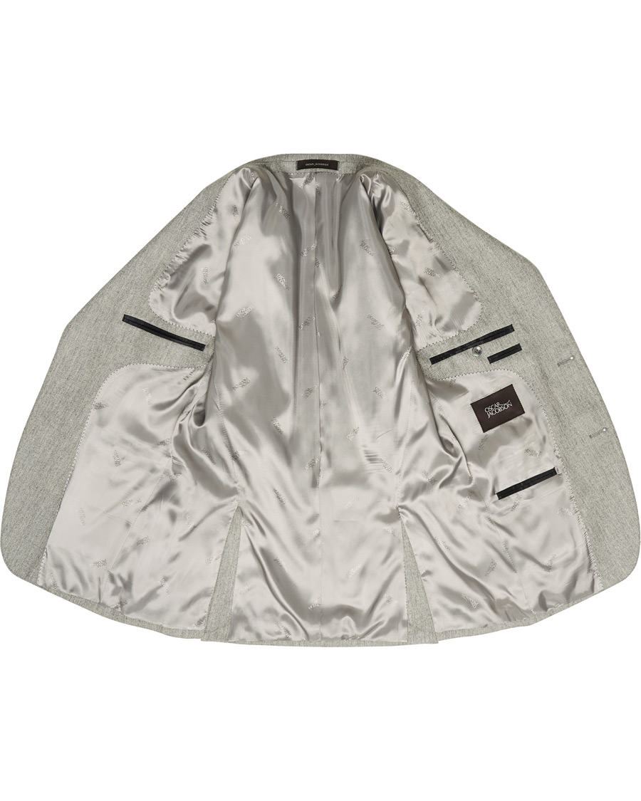 Herr | Kavajer | Oscar Jacobson | Ego Wool Flannel Blazer Light Grey