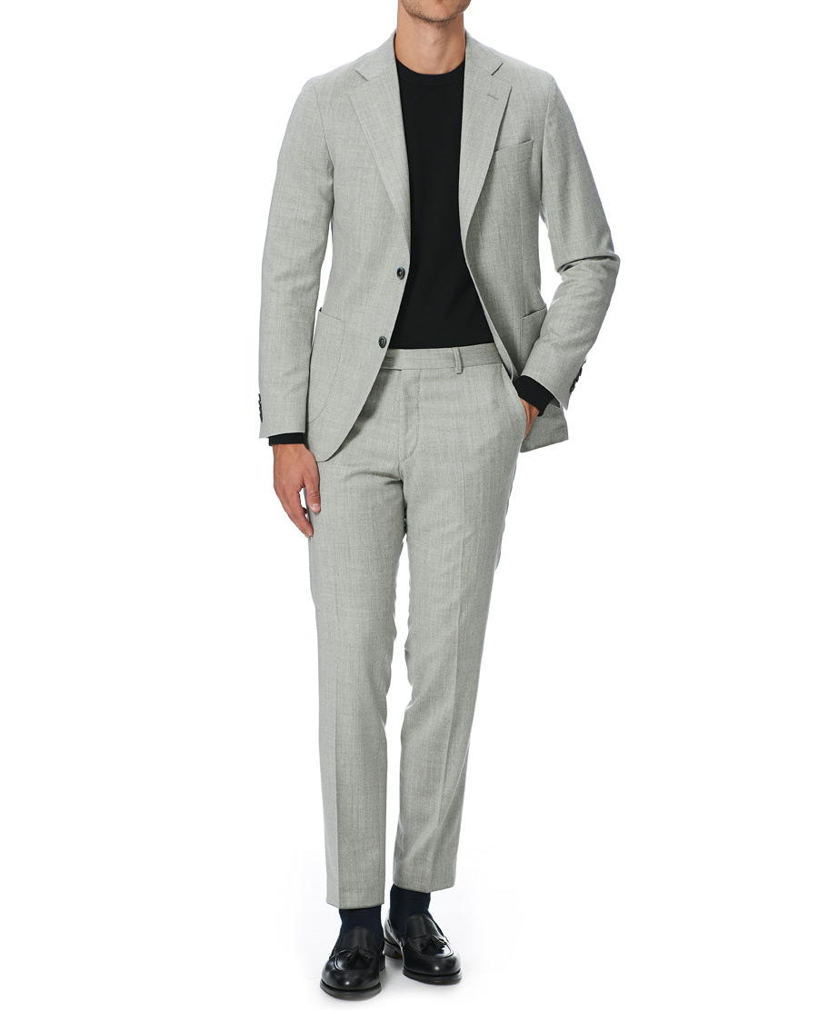 Herr | Kostymer | Oscar Jacobson | Egel Wool/Silk Patch Pocket Suit Light Grey