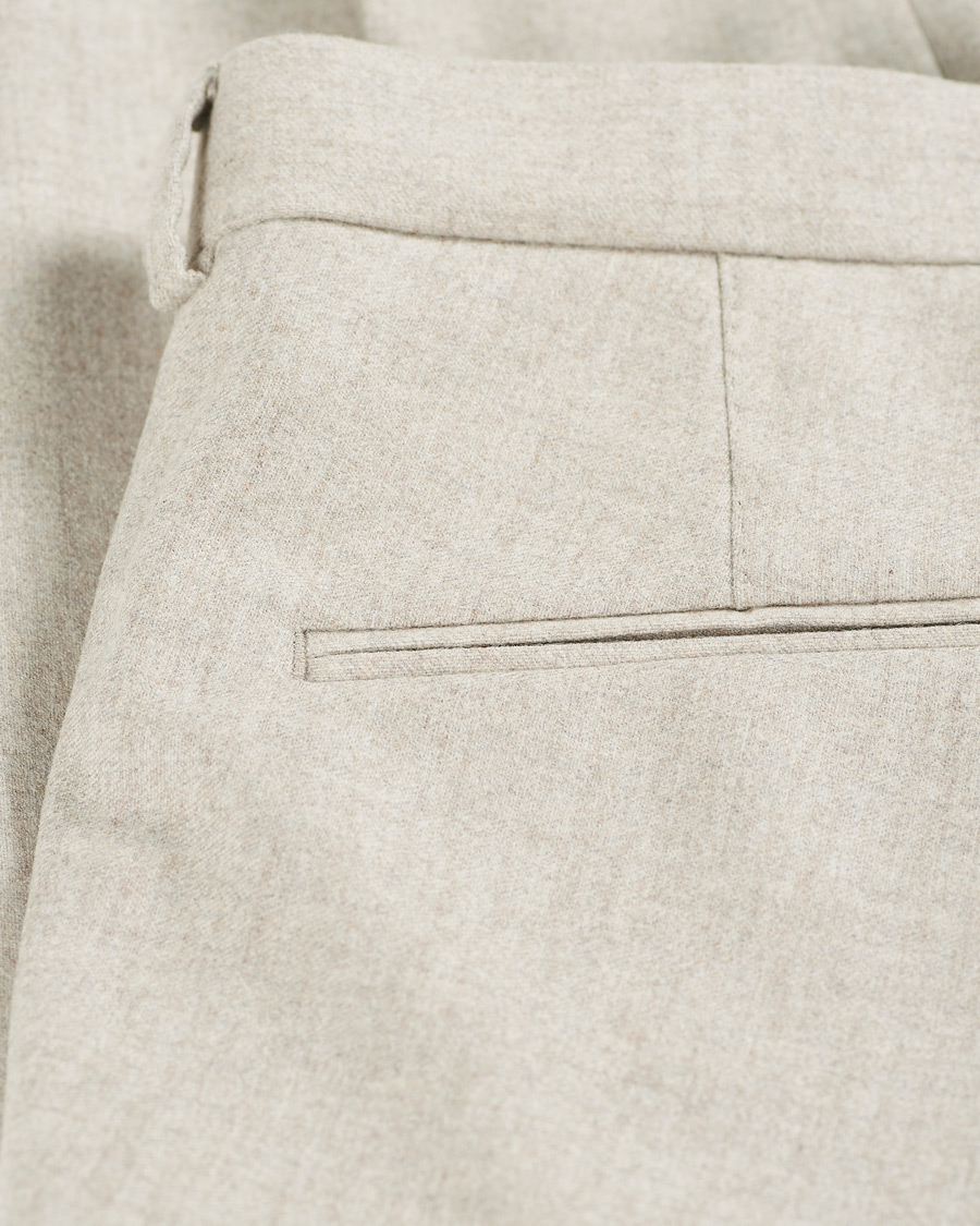 Herr | Byxor | Oscar Jacobson | Denz Turn Up Flannel Trousers Beige