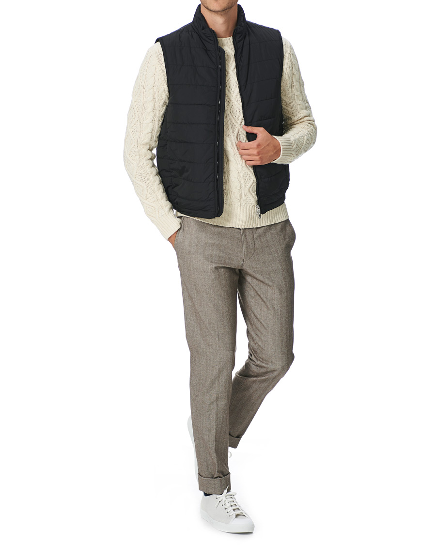 Herr | Byxor | Oscar Jacobson | Nolan Drawstring Herringbone Trousers Light Brown