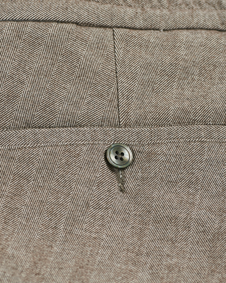 Herr | Byxor | Oscar Jacobson | Nolan Drawstring Herringbone Trousers Light Brown