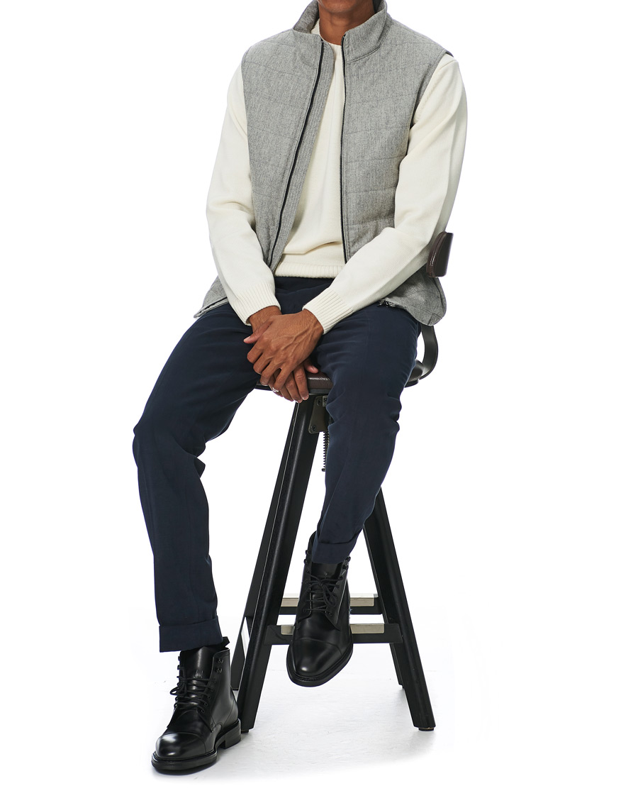 Herr | Byxor | Oscar Jacobson | Denz Turn Up Chinos Navy