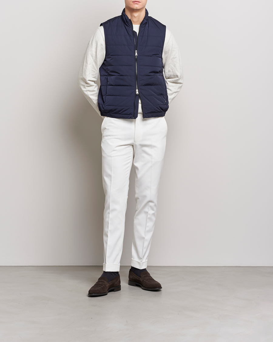 Herr | Byxor | Oscar Jacobson | Denz Brushed Cotton Turn Up Trousers Off White