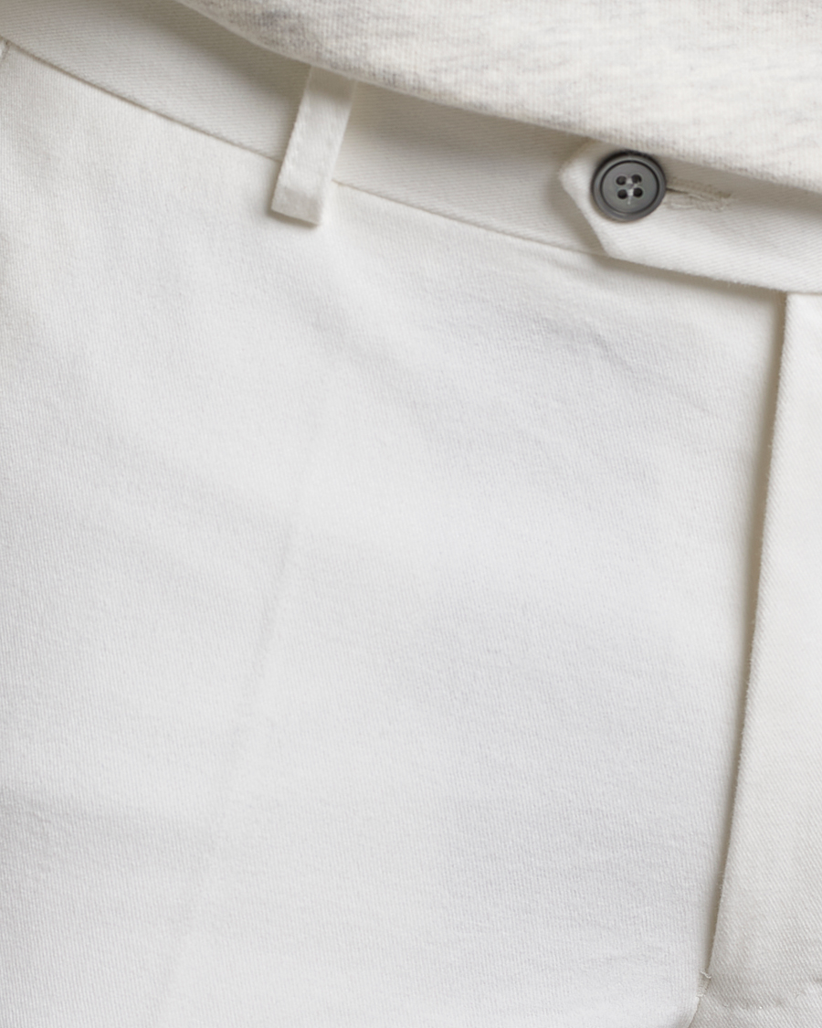 Herr | Byxor | Oscar Jacobson | Denz Brushed Cotton Turn Up Trousers Off White