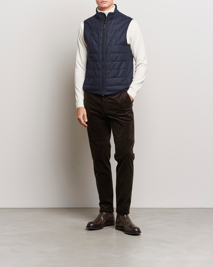 Herr | Jackor | Oscar Jacobson | Liner EVO Flannel Waistcoat Navy