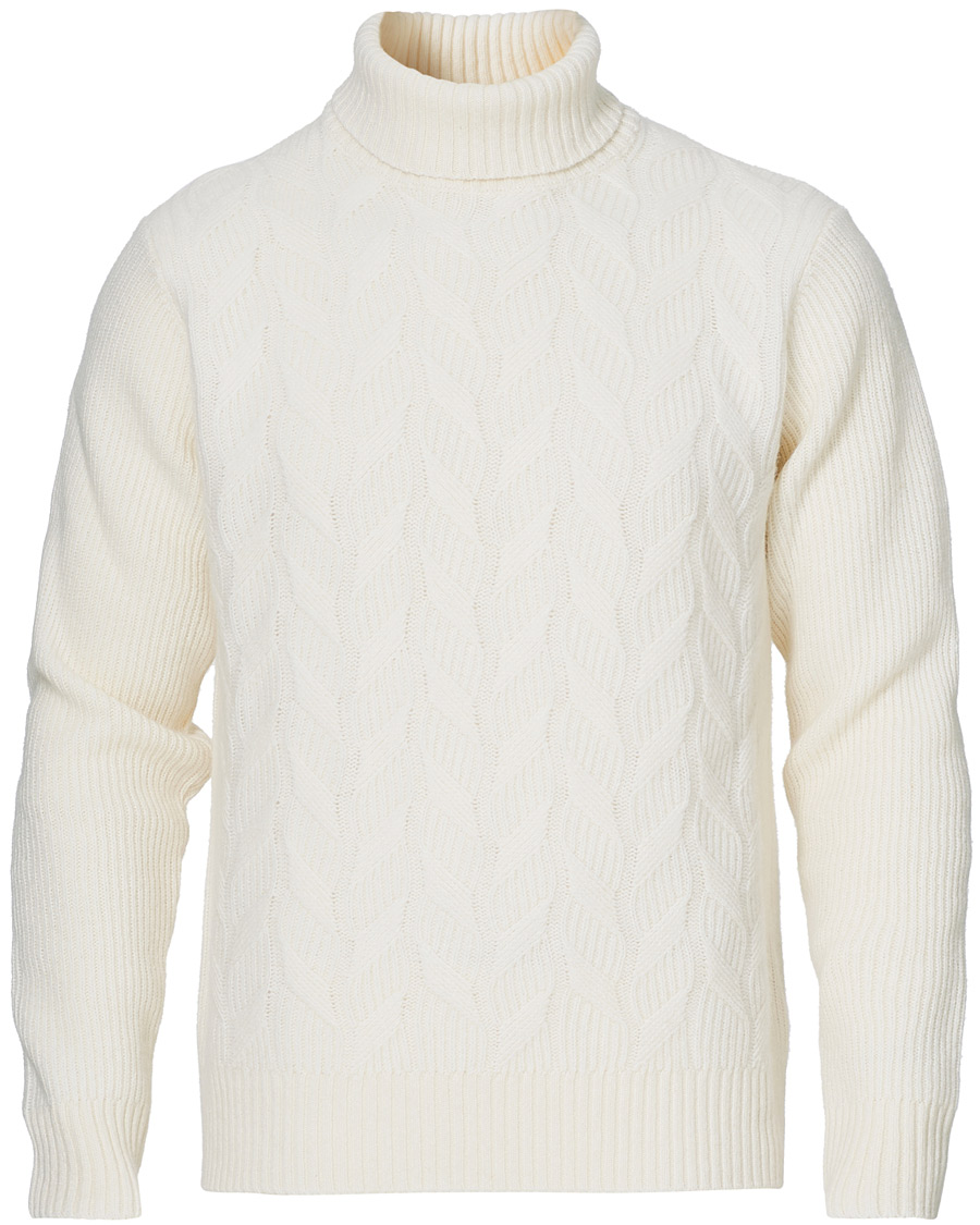 Herr | Tröjor | Oscar Jacobson | Samir Wool/Cashmere Cable Rollneck Creme