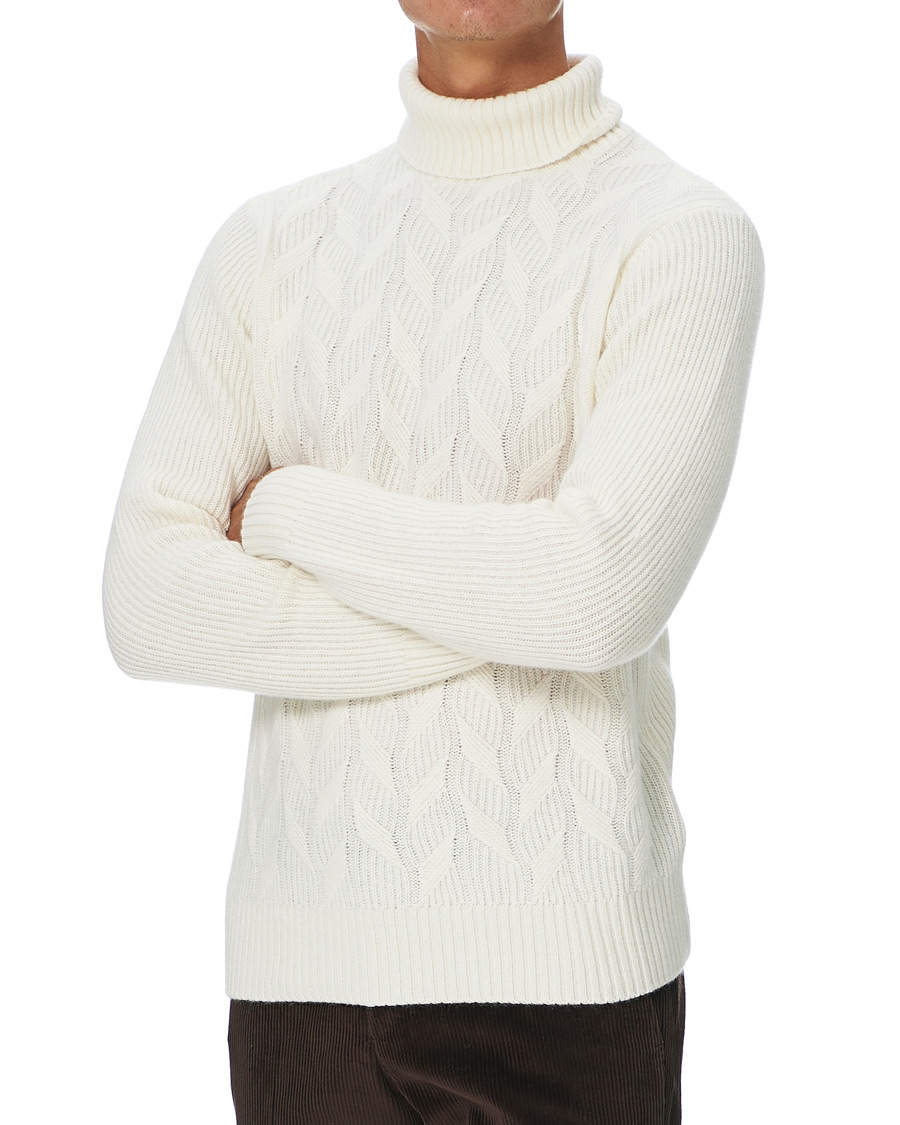 Herr | Tröjor | Oscar Jacobson | Samir Wool/Cashmere Cable Rollneck Creme