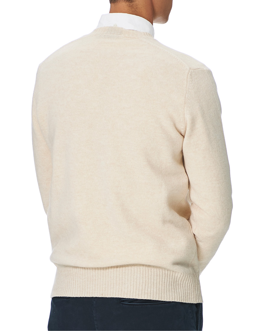 Herr | Tröjor | Oscar Jacobson | Lionel Heavy Wool V-Neck Creme