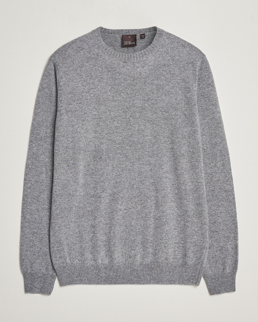 Herr | Tröjor | Oscar Jacobson | Valter Wool/Cashmere Round Neck Light Grey